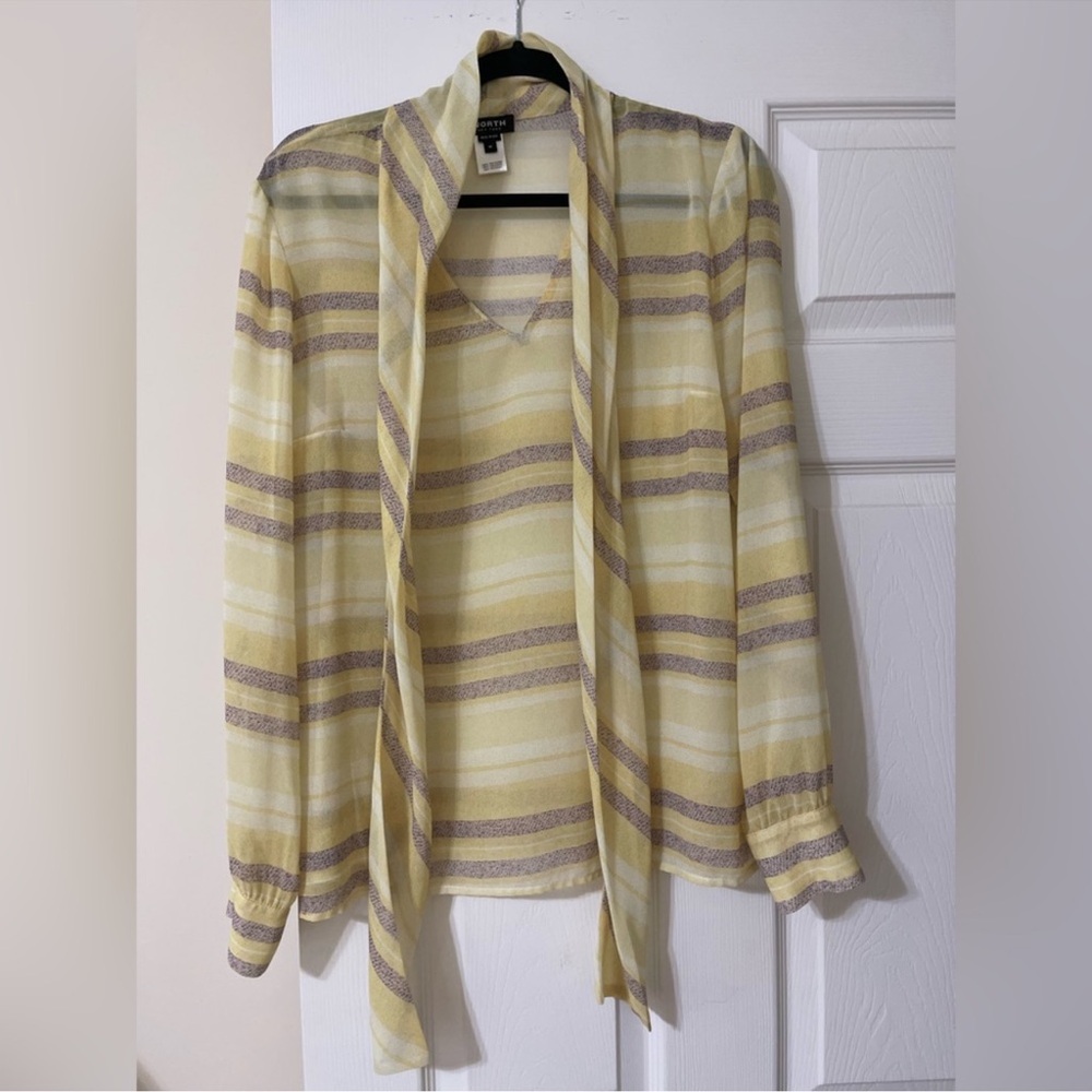 Worth Striped Tie-Neck Top